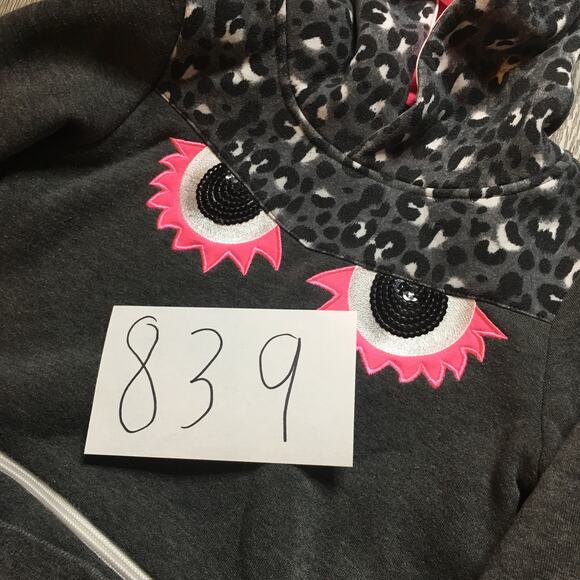 Limited To Girls Embellished Monster Hoodie Sweatshirt Gray Pink 5/6 - Picture 8 of 8